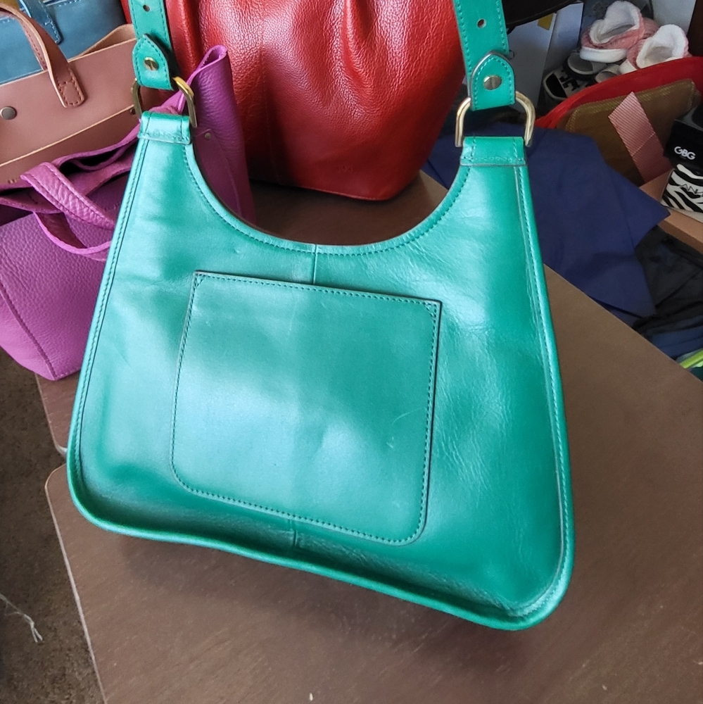 Tory Burch James Saddle Bag In Green Leather Vintage Heritage Saddalrina - Picture 8 of 11